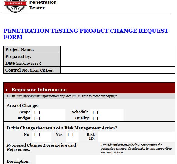 LPT-pcr فرم PENETRATION TESTING PROJECT CHANGE REQUEST - Image 1